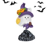 Ghost Decor Statue, Cute Halloween Ghost Sculpture, Spring Bounced Desk Accent, Lightweight Resin Figurine for Nursery, Bookshelf, Living Room, Theme Party, 4.61x2.36x5.04 Inches