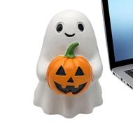 Ghost Figure, Pumpkin Holding Figurine, Cute Halloween Statue with 5.9 Inches, Desktop Display for Haunted House Decor, Gothic Wedding Table Centerpiece, Spooky Indoor, Seasonal Home Ornament