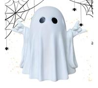 Ghost Figurine, Halloween Sculpture Decor, Rock and Roll Tabletop Accent with Humorous Pose, 1-Piece White, Handcrafted Finish for Mantel Shelf Porch Haunted Setup Display