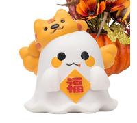 Ghost Figurine, Small Halloween Resin Sculpture, 2.17 to 2.64 Inches Hand Painted & Sturdy Design, Cute Decorative Ornament for Display Cabinet, Bedroom, Living Room, Dressing Table, Nightstand