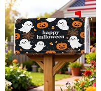 Ghost - Fundas magnéticas para buzón de correo, calabazas, caramelos, maíz, Halloween, negro, protector de postes, para decoración de jardín al aire última intervensión, 18 x 21 pulgadas
