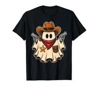 Ghost Funny Cowboy Howdy Boo Halloween Y'all Hombres Mujeres Camiseta gráfica económica, Hombre, Negro, M