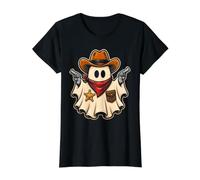Ghost Funny Cowboy Howdy Boo Halloween Y'all Hombres Mujeres Camiseta gráfica económica, Mujer, Negro, XS