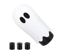 Ghost Gear Shift Knob, Manual Shifter, Halloween Auto Decor, Ergonomic Design, General Fit, White, Threaded Adapter Included for Truck, Sedan, Taxi, Travel, Daily Commuting
