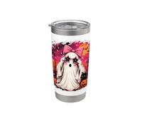 Ghost Girl Pink Bow Halloween Vibes Energy Glam Niñas Mujeres Vaso térmico de acero inoxidable de doble pared