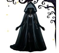 Ghost Halloween Cape Cloak - Mesh Hooded Scary Witch Costume Set | Mesh Ghost Halloween Cape Set 185cm 72.83 Inch Hooded Cloak Face Cover Gloves Scary Witch Horror Bride