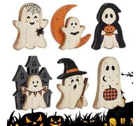 Ghost Halloween Decorations - 5.91 Inch Wooden Tiered Tray Decor Set