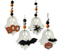 Ghost Halloween Hanging Decorations | 4pcs Wooden Ghost Hangings Decoration | Ghost Pumpkin Decorative Ornaments Set Halloween Decorations Ornaments For Small Tree Indoor Outdoor Decor