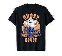 Ghost Haunted House Midnight Vintage Spooky Ghost Halloween Camiseta