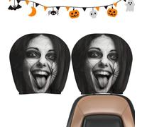 Ghost Headrest Covers - 2 Pack Stretch Polyester Car Seat Headrest Covers