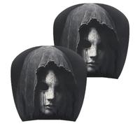 Ghost Headrest Covers 2-Piece - Breathable Washable Spooky Horror Face Use