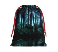 Ghost Hid Behind The Trees - Bolsa de regalo con cordón de Navidad impresa, una opción conveniente para empaquetar pequeños regalos