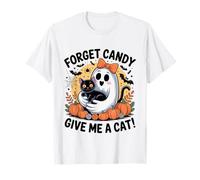Ghost Holding Black Cat Floral Forget Candy Regálame un Gato Camiseta
