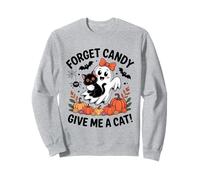 Ghost Holding Black Cat Floral Forget Candy Regálame un Gato Sudadera