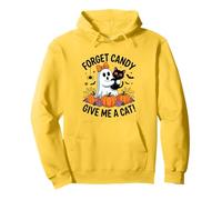 Ghost Holding Black Cat Floral Forget Candy Regálame un Gato Sudadera con Capucha
