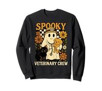 Ghost Holding Negro Gato, Perro Veterinario Halloween Vet Tech Sudadera