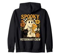 Ghost Holding Negro Gato, Perro Veterinario Halloween Vet Tech Sudadera con Capucha