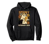 Ghost Holding Negro Gato, Perro Veterinario Halloween Vet Tech Sudadera con Capucha