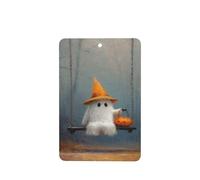 Ghost Holding Pumpkin On The Swing - Ambientadores para coche, 4 unidades, tarjetas perfumadas colgantes, tarjetas perfumadas para coche, tabletas de aromaterapia