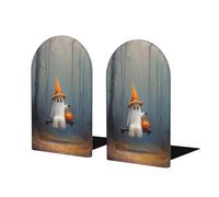 Ghost Holding Pumpkin On The Swing Sujetalibros para estantes, 2 unidades, organizador de madera para libros en casa, oficina, bibliotecas