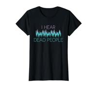 Ghost Hunting EVP Investigador Paranormal Escucha Personas Muertas Camiseta gráfica económica, Mujer, Negro, L