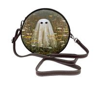 Ghost In Field Of Wild Flowers - Bolso cruzado redondo de piel para mujer