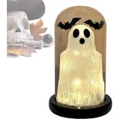 Ghost In Glass Dome Cloche - 8.66 Inch Glowing Halloween Ghost | Glass Dome Spooky Atmosphere Led Table Lamp - Creative Desktop Decoration Battery Powered Aaa Home Party Halloween