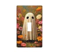 Ghost in The Flower - Cubierta decorativa para interruptor de luz de jardín, 1 interruptor, placa de pared para cocina, granja, dormitorio, baño, decoración artística