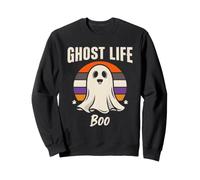 Ghost Life Retro Lindo Fantasma de Halloween Sudadera
