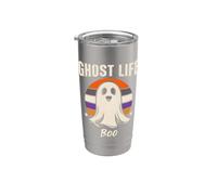Ghost Life Retro Lindo Fantasma de Halloween Vaso térmico de acero inoxidable de doble pared
