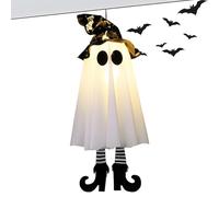 Ghost Luminoso Iluminado - Lámpara Colgante LED Halloween | Decoración De Ornamentos Colgantes Especttrales Para Césped Porche Jardín Delantero Patio | Figura Fantasma Iluminada Al Aire Libre Para