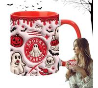 Ghost Mug - Ceramic Cup | 3D Milk Cup With Handle | 350ml Spooky Tea Mug For Home School Table Centerpieces