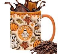 Ghost Mug - Ceramic Cup | 3D Milk Cup With Handle | 350ml Spooky Tea Mug For Home School Table Centerpieces