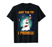 Ghost Nurse Funny Halloween Costume Just The Tip I Promise Camiseta gráfica económica