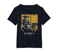 Ghost of Yotei Atsu and Wolf Portrait Panels Video Game Camiseta, Mujer Tallas Grandes, Negro, 4XL Grande