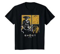 Ghost of Yotei Atsu and Wolf Portrait Panels Video Game Camiseta, Niños, Negro, 4 años