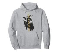 Ghost of Yotei Atsu Lone Mercenary with Golden Kanji Sudadera con Capucha, Unisex para Adultos, Gris Jaspeado, S