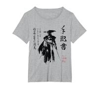 Ghost of Yotei Atsu Sketch Distressed Wanted Poster Camiseta, Mujer Tallas Grandes, Gris Jaspeado, 6XL Grande