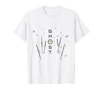 Ghost of Yotei Swords and Falling Leaves Black & Yellow Art Camiseta, Hombre, Blanco, XL