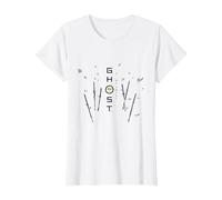 Ghost of Yotei Swords and Falling Leaves Black & Yellow Art Camiseta, Mujer, Blanco, S