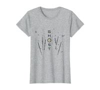 Ghost of Yotei Swords and Falling Leaves Black & Yellow Art Camiseta, Mujer, Gris Jaspeado, S