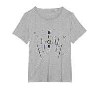 Ghost of Yotei Swords and Falling Leaves Black & Yellow Art Camiseta, Mujer Tallas Grandes, Gris Jaspeado, 1XL Grande