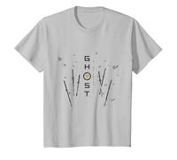 Ghost of Yotei Swords and Falling Leaves Black & Yellow Art Camiseta, Niños, Plata, 4 años