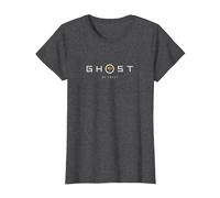 Ghost of Yotei White Lettering Gingko Leaf Logo Video Game Camiseta, Mujer, Jaspeado Oscuro, L