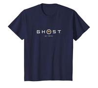 Ghost of Yotei White Lettering Gingko Leaf Logo Video Game Camiseta, Niños, Azul Marino, 12 años