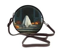 Ghost Old House - Bolso cruzado redondo de piel para mujer, con escalones de porche delantero