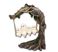 Ghost on a Tree Swing,Ghost on Swing,Ghost on a Swing,for Desktop Bookshelf Garden Patio Lawn Halloween Decor (B)
