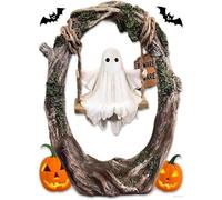 Ghost On A Tree Swing, Swing Ghost Ornament, Cute Swinging Ghosts Halloween Figurine, Funny Ghost Tree Swinging Decor, for Desktop Bookshelf Garden Patio Lawn Halloween Decor (1 pcs)