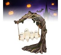 Ghost on a Tree Swing, Swinging Shadows, Cute Halloween Swinging Shadows, Halloween Figurine & Ornament, Halloweens Figurines Ghost Decor for Desktop Bookshelf Garden Patio Lawn (B)