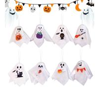 Ghost Ornaments, Cute Halloween Tree Decor, 8 piezas Colgantes Set, 6,69 x 5,12 x 0,98 pulgadas, Lightweight Sturdy Design, Spooky Accent for Home Yard Patio Garden Entryway Window Indoor Outdoor Use